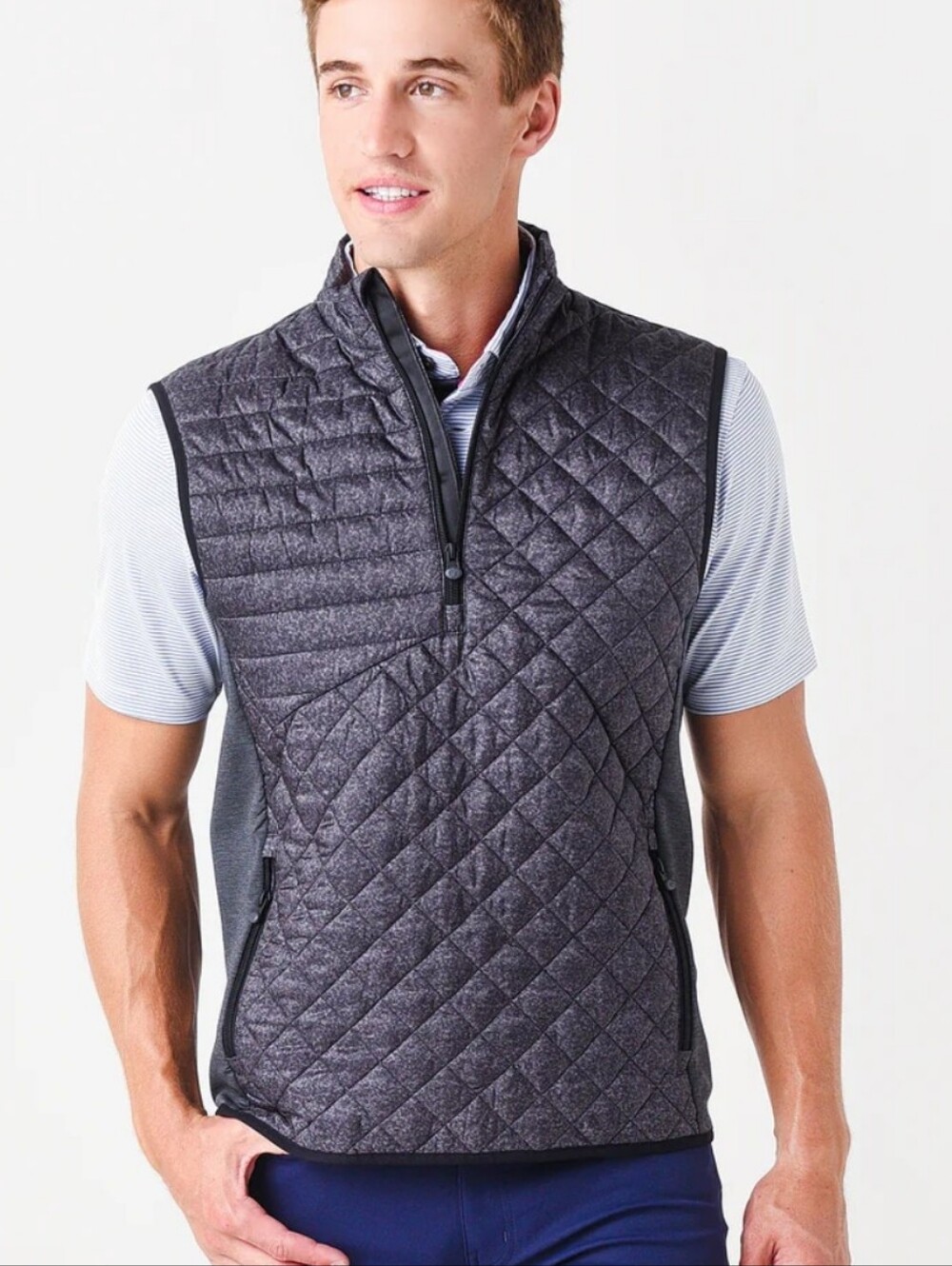 GREYSON Men's Yukon Half Zip Hybrid Vest Gray Size XL Golf